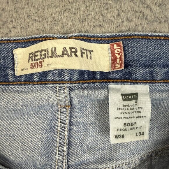 VTG Levis 505 Jeans Mens 38x34 Y2K Denim Zip Fly Regular Fit Classic Workwear - Picture 4 of 7